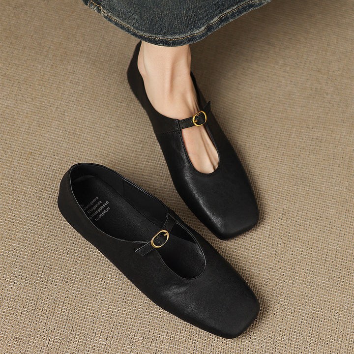 Women's High Vamp Leather Mary Jane Flats – Elspeth