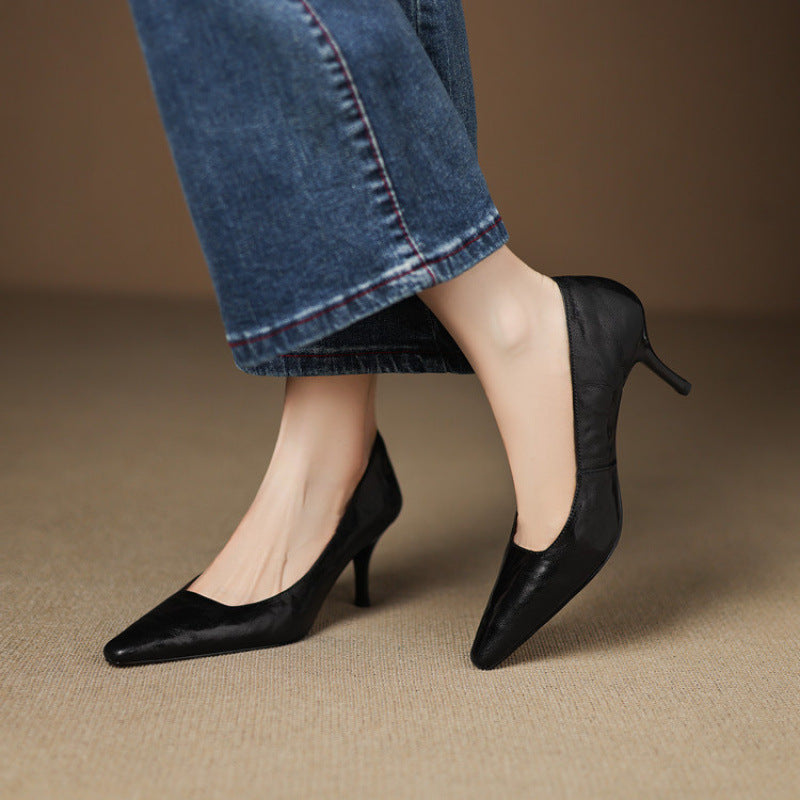 Women's Leather Pointed Toe Court Shoes – Zala