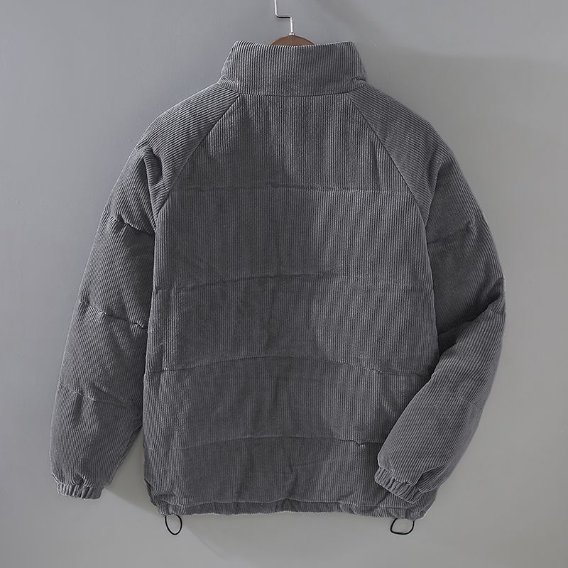 Men's corduroy puffer jacket James in Grey – back view