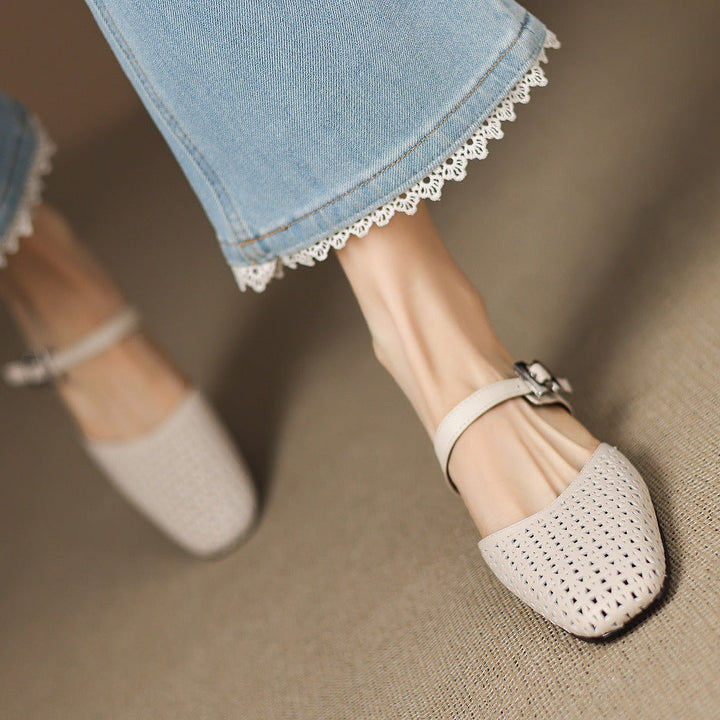 Women's Woven Leather Mules with Strap – Nilda