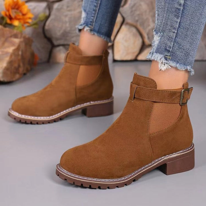 Women's Chelsea Ankle Boots with Elastic Gusset and Block Heel