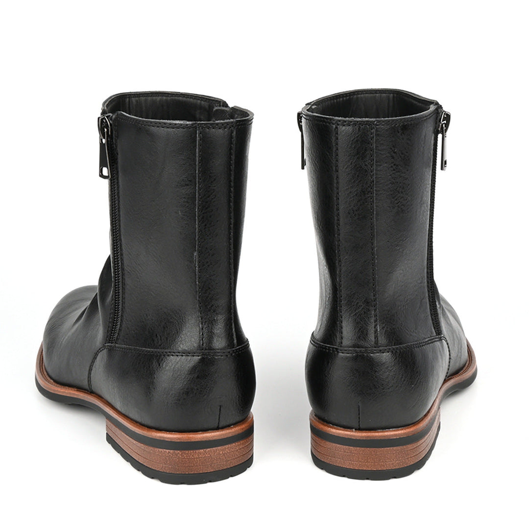 Men's slouch side-zip boots Nobu in Black – back heel view