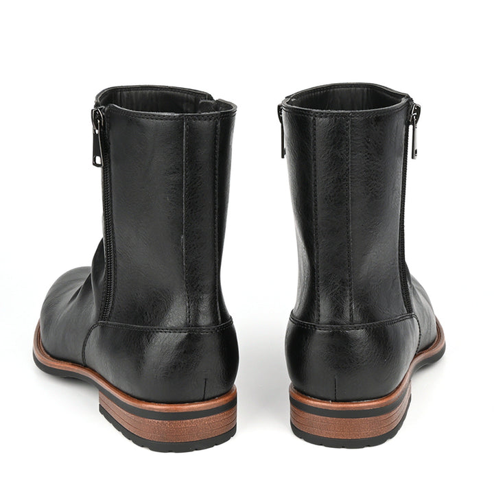 Men's slouch side-zip boots Nobu in Black – back heel view
