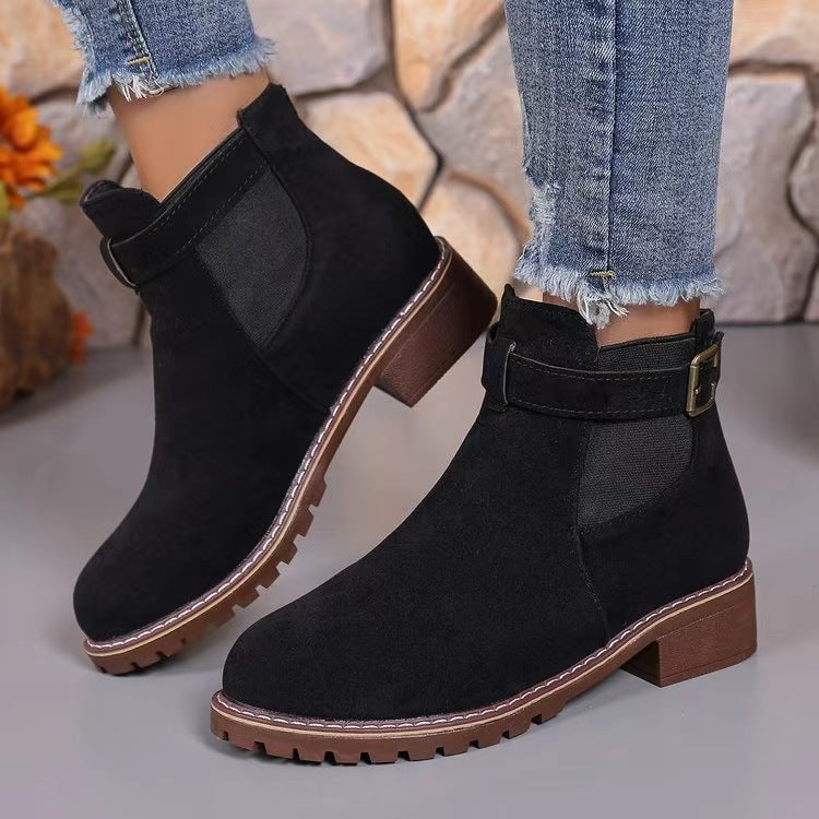 Women's Chelsea Ankle Boots with Elastic Gusset and Block Heel