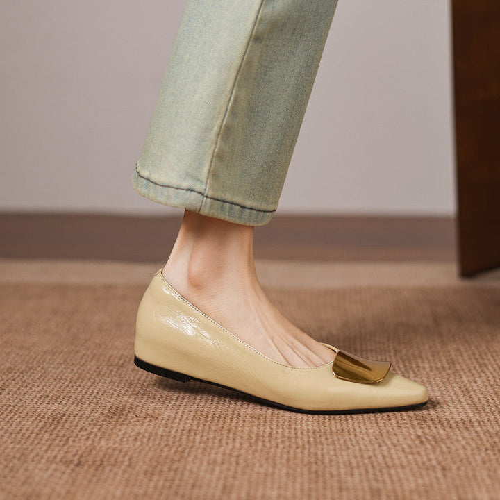 Women's Leather Pointed Flats with Buckle – Lorea