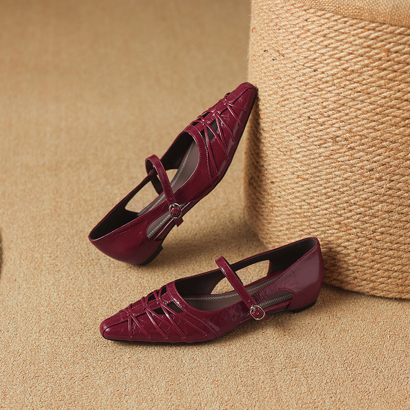 Women's Pointed Cut-Out Mary Jane Flats – Quenby