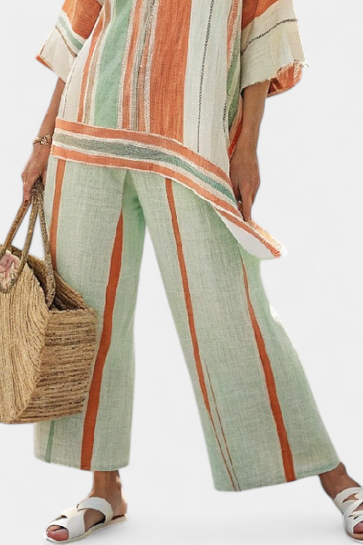 Bellmere | Elegant Asymmetrical Top & Wide-Leg Pants