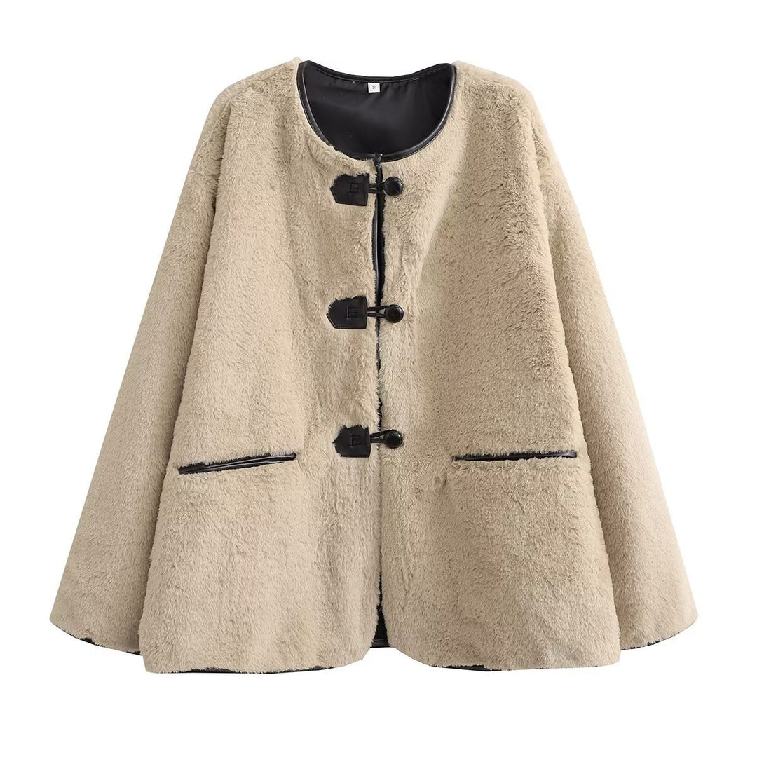 Women's teddy jacket Oona in Cream – front flat lay