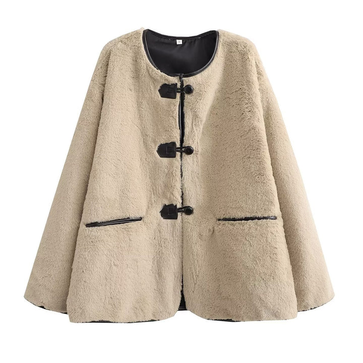 Women's teddy jacket Oona in Cream – front flat lay