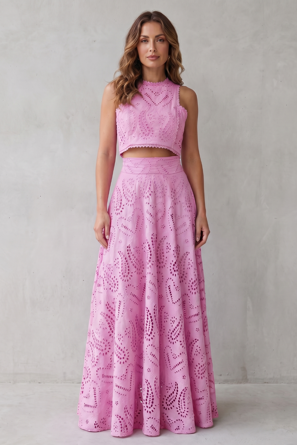 Women's Lace Crop Top and Midi Skirt Co-ord Set - Belcourte