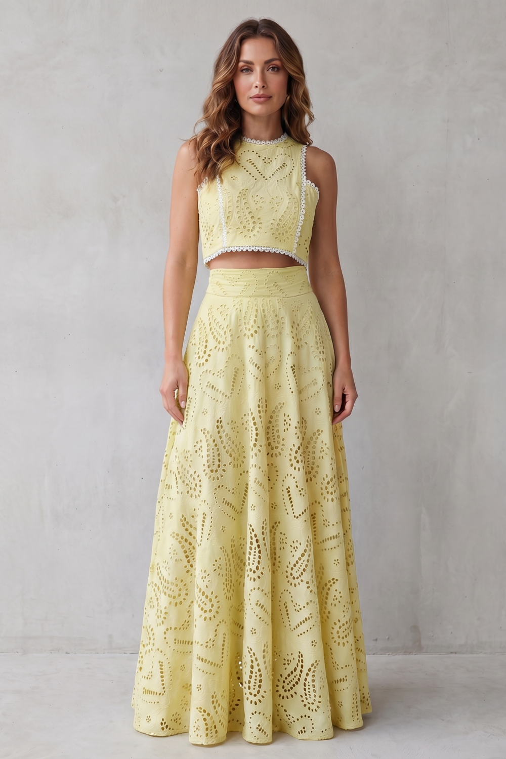 Women's Lace Crop Top and Midi Skirt Co-ord Set - Belcourte
