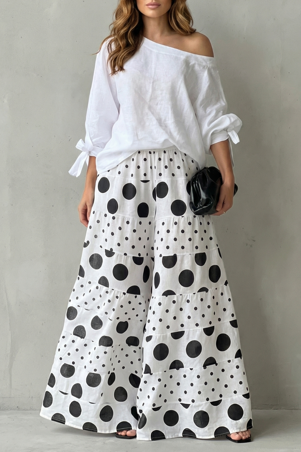 Women's Polka Dot Top and Wide-Leg Trouser Co-ord Set - Dionelle