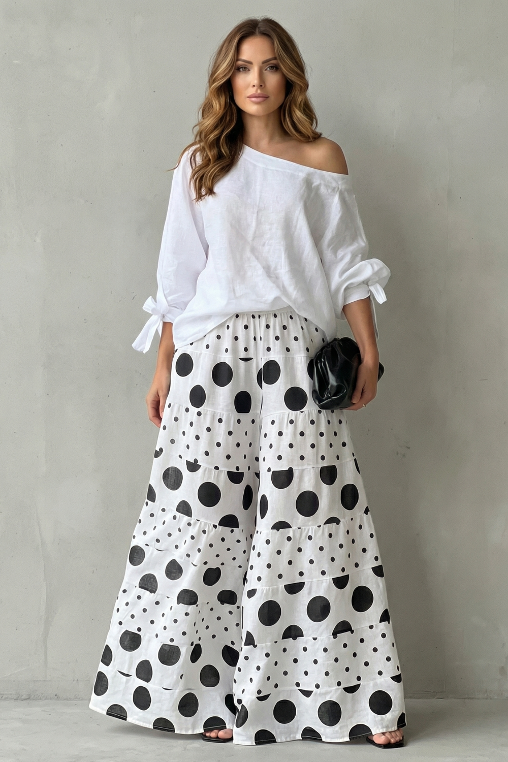 Women's Polka Dot Top and Wide-Leg Trouser Co-ord Set - Dionelle
