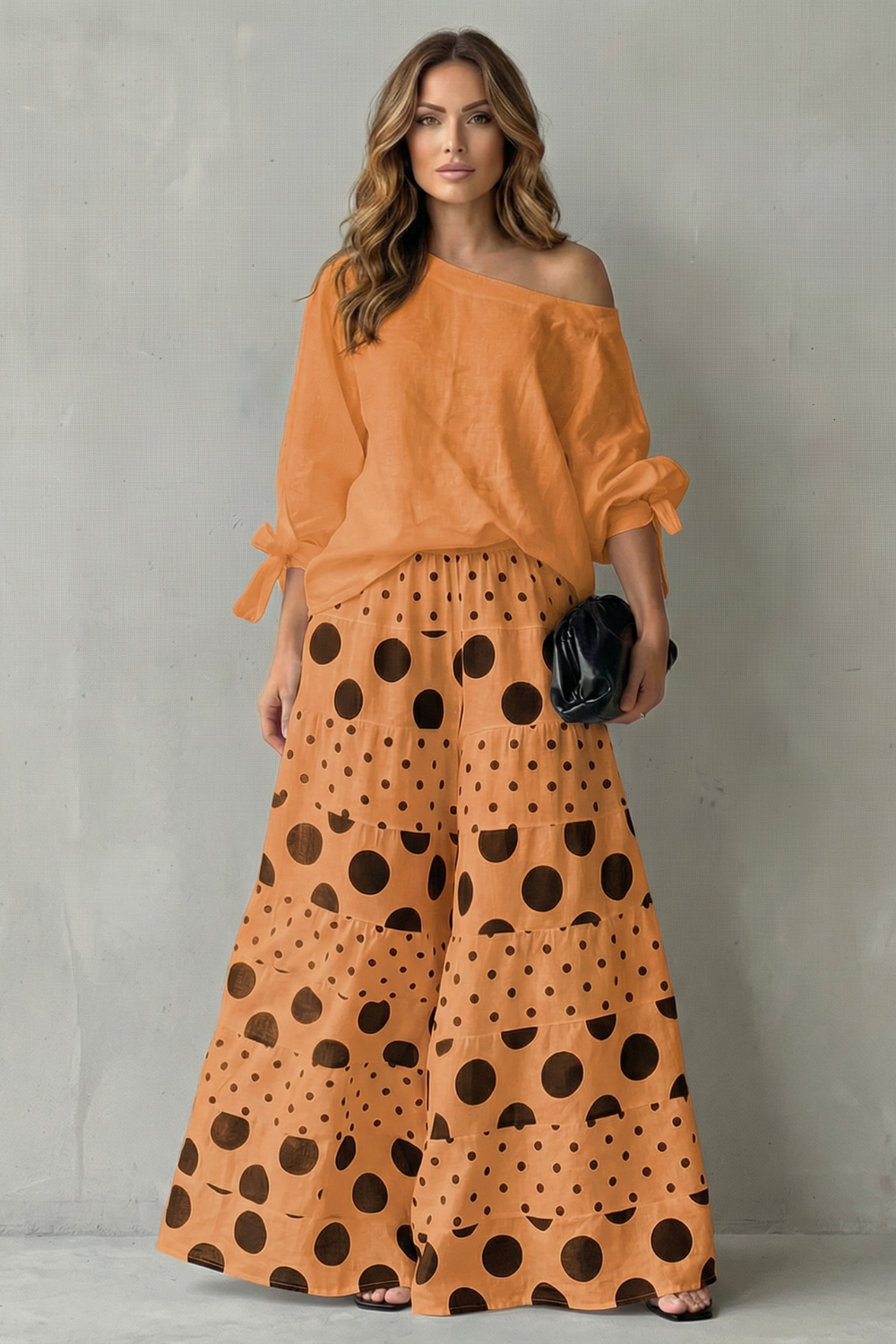 Women's Polka Dot Top and Wide-Leg Trouser Co-ord Set - Dionelle