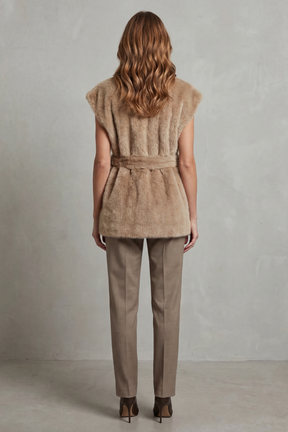 Women's Longline Faux Fur Gilet with Belt – Verity