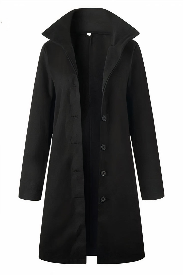 Women's Belted Longline Coat with Notch Lapel