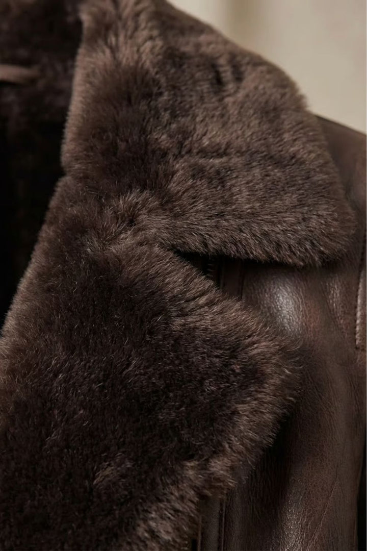 Women's Luxurious Shearling-Lined Leather Jacket – Wynne