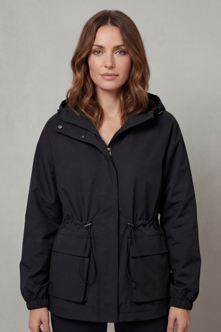 Women's Waterproof Drawstring Jacket in Utility Style – Faye