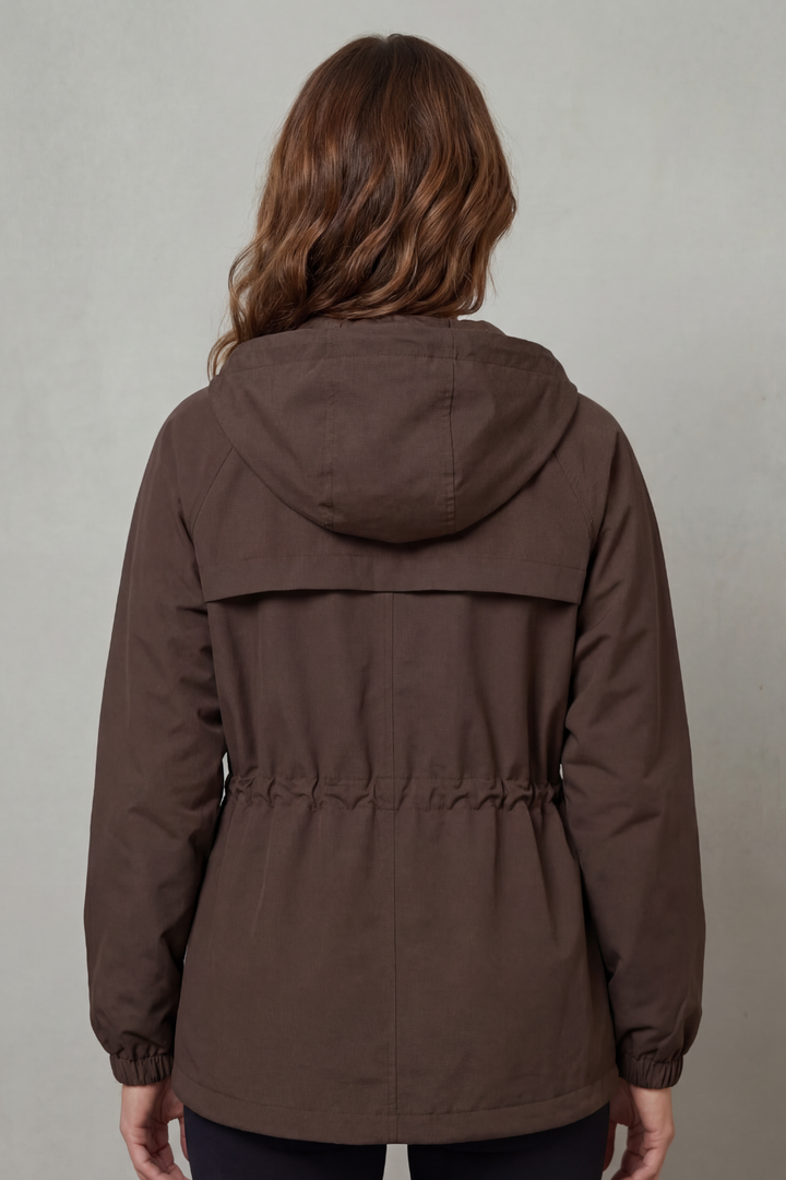 Women's Waterproof Drawstring Jacket in Utility Style – Faye