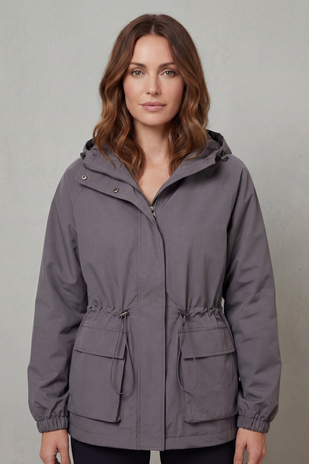 Women's Waterproof Drawstring Jacket in Utility Style – Faye