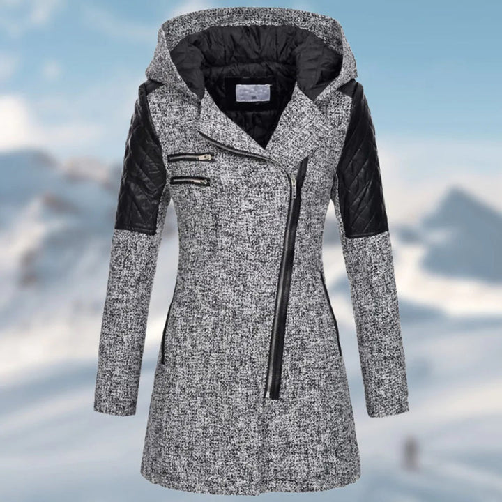 Driffield women's hooded zip coat in Grey – front view