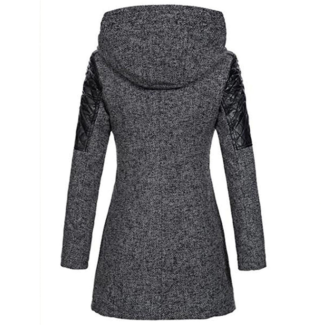 Driffield women's hooded zip coat in Dark Grey – back view