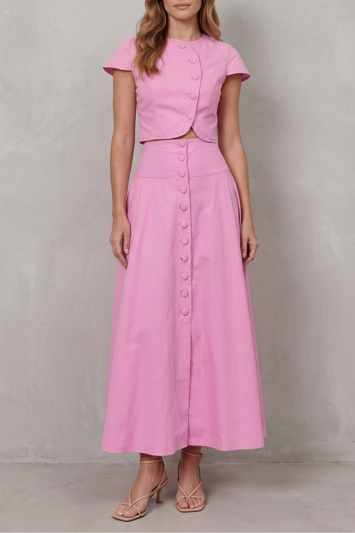 Women's Cropped Top and A Line Maxi Skirt Co-ord Set - Blanchette