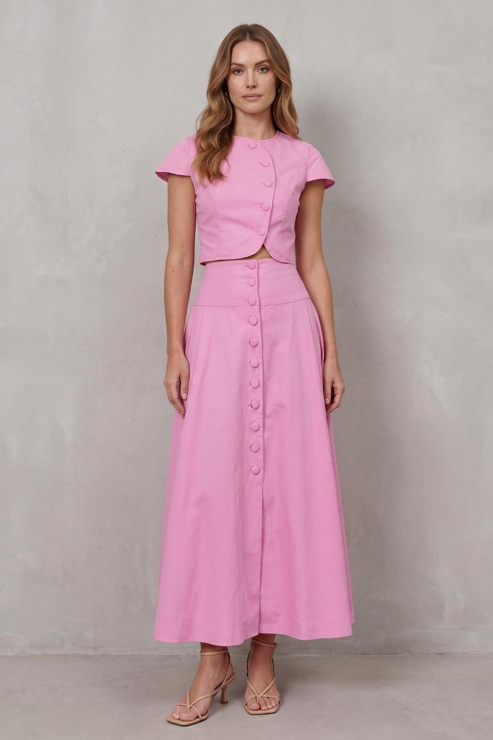 Women's Cropped Top and A Line Maxi Skirt Co-ord Set - Blanchette