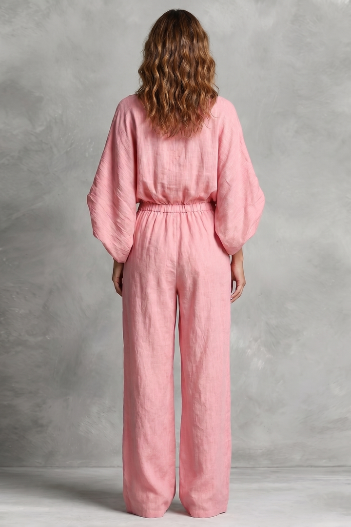 Women's Batwing Sleeve Wide Leg Jumpsuit with Pockets - Maurelle