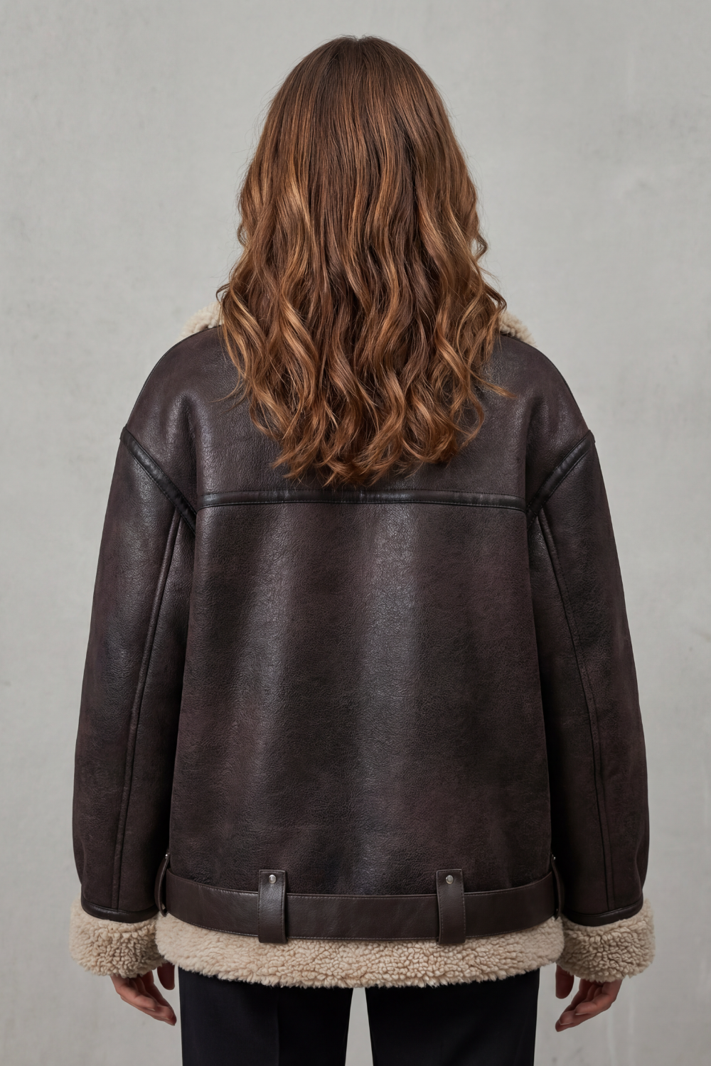 Women's Aviator Coat with Belted Shearling Trim – Aveline