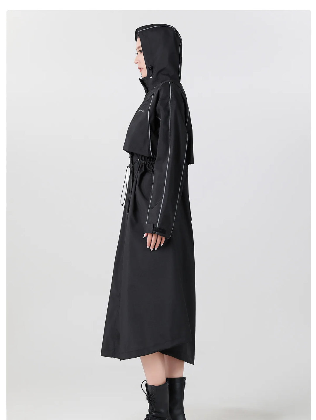 Women's Longline Hooded Cycling Rain Coat - Solvienne