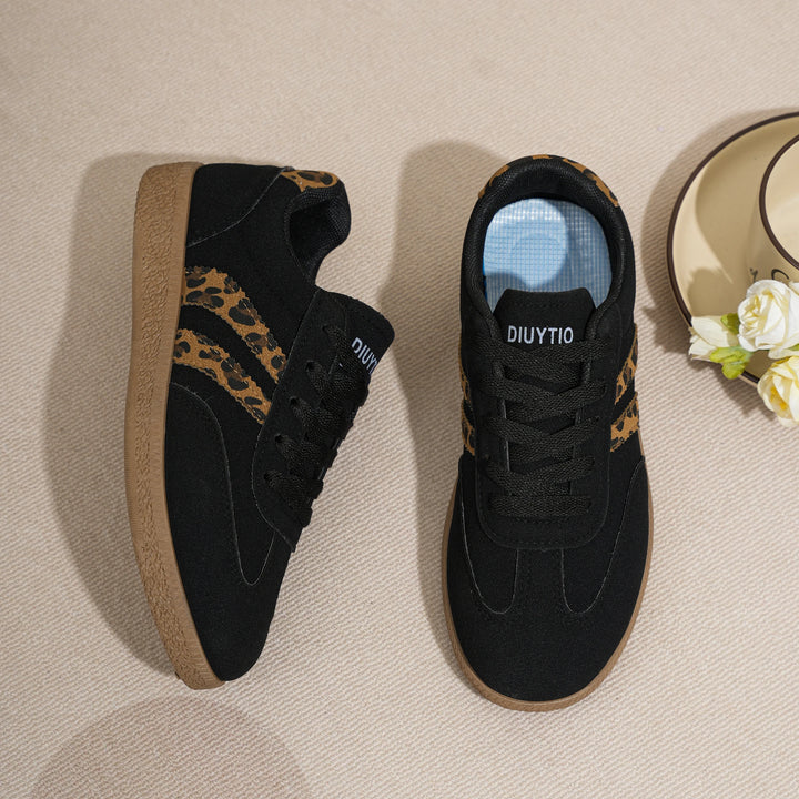 Women's Leopard Stripe Suede-Look Trainers – Harriet
