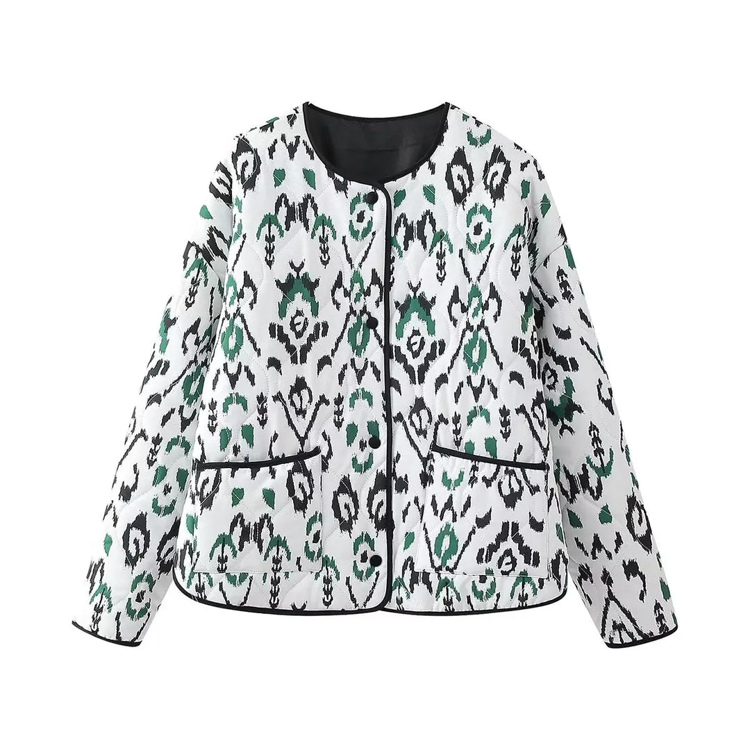 Women's quilted jacket Winona in light printed colourway – front view