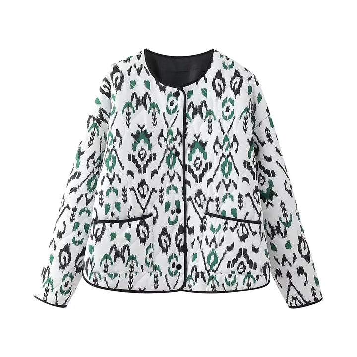 Women's quilted jacket Winona in light printed colourway – front view