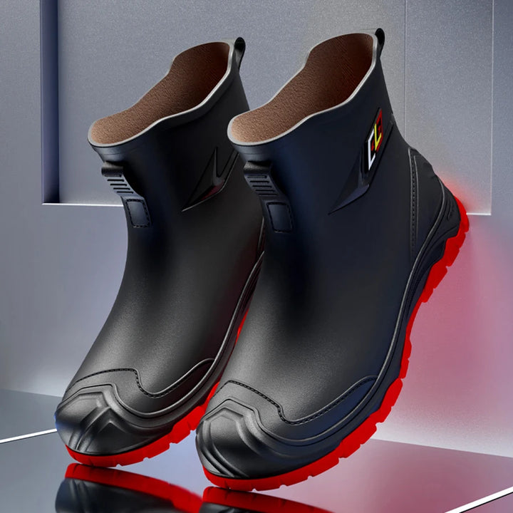 Men's Red Waterproof Rubber Work Boots - Galvane