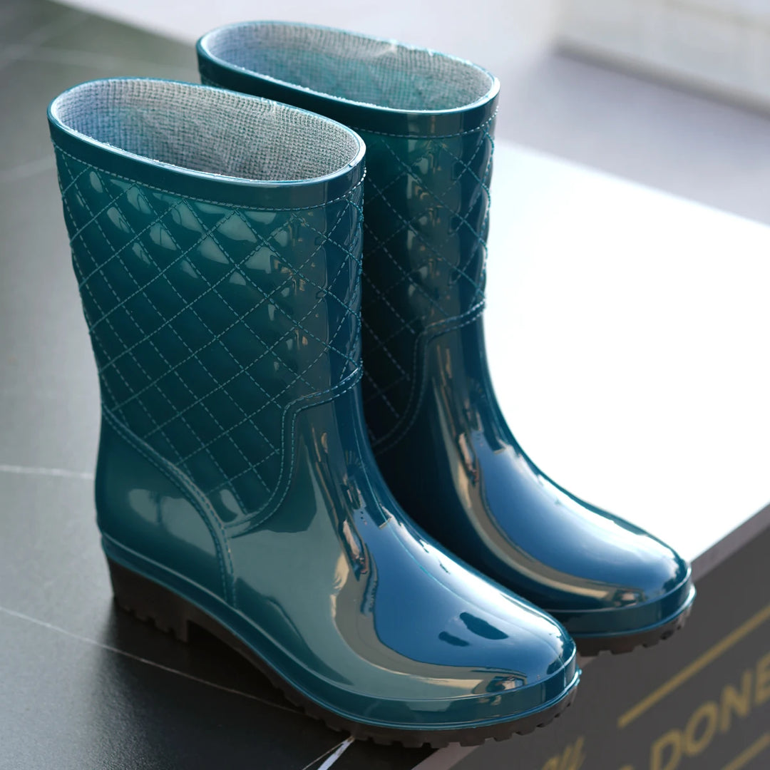 Women's Drawstring Rain Boots in Green - Havienne