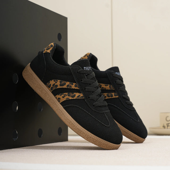 Women's Leopard Stripe Suede-Look Trainers – Harriet