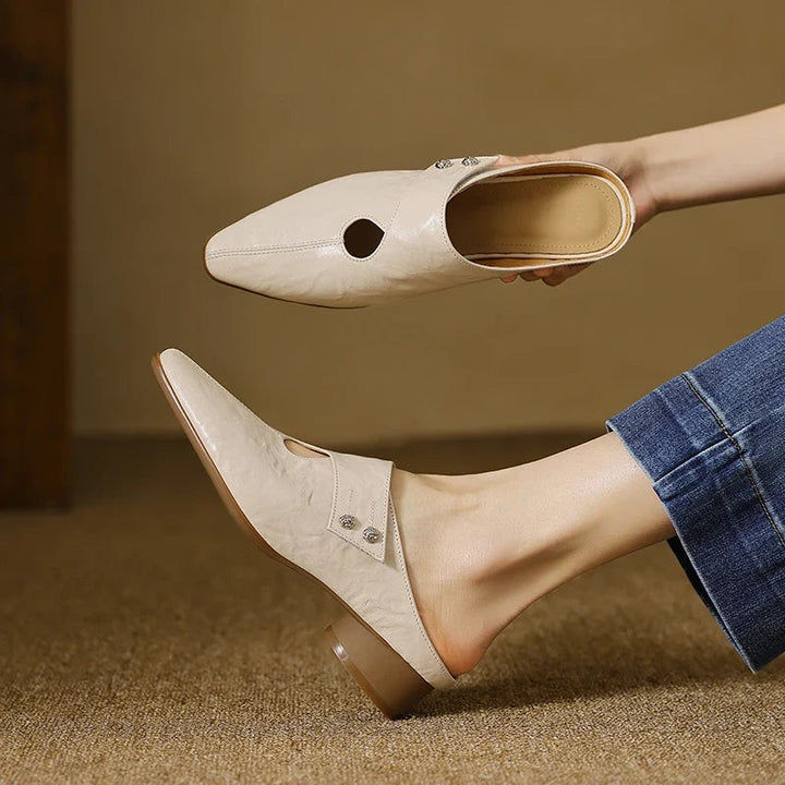 Women's Leather Pointed Toe Mules – Olga