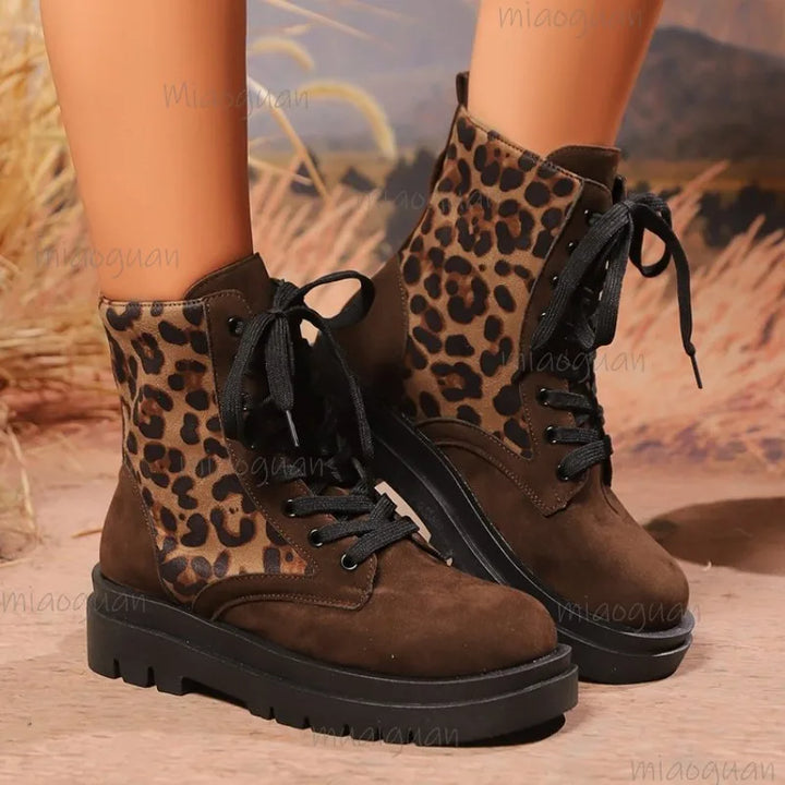 Women's Retro Faux Suede Leopard Ankle Boots – Juliet