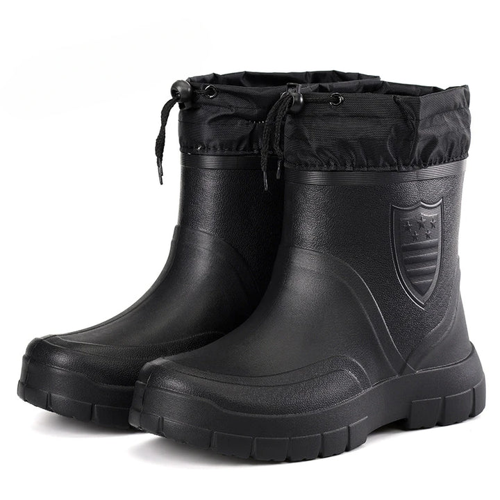 Men's Black Lightweight Short Rain Boots - Storvienne