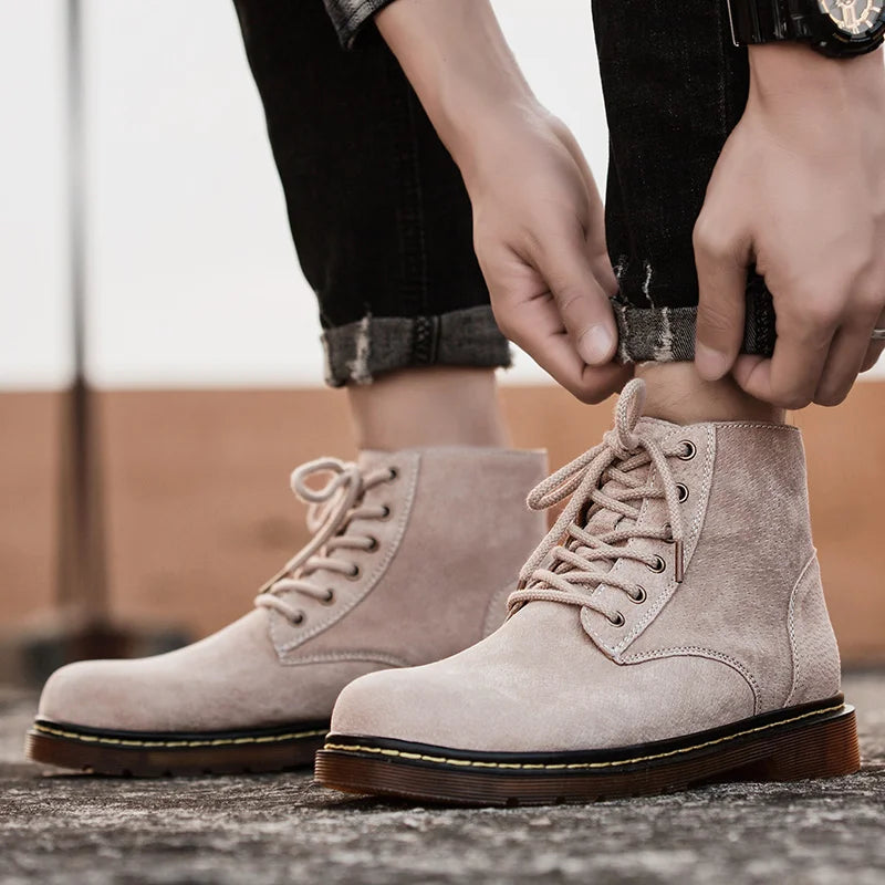 Men's Retro High-Top Lace-Up Boots – Delvane