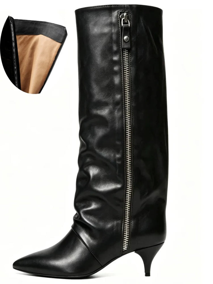 Women's Suede Kitten Heel Knee-High Boots – Roanelle