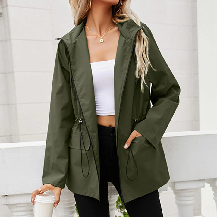 Women's Oversized Hooded Zip Raincoat - Ondalise