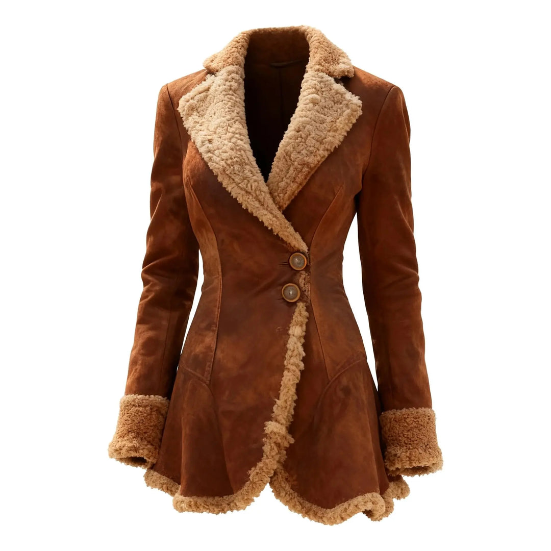 Women's Suede Jacket with Fur Collar – Georgiana