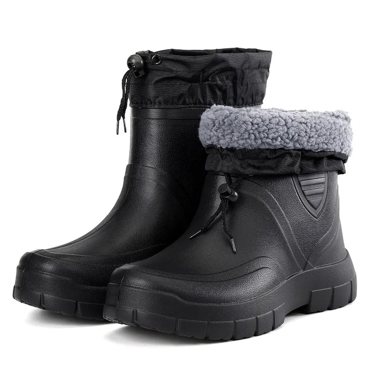 Men's Black Lightweight Short Rain Boots - Storvienne