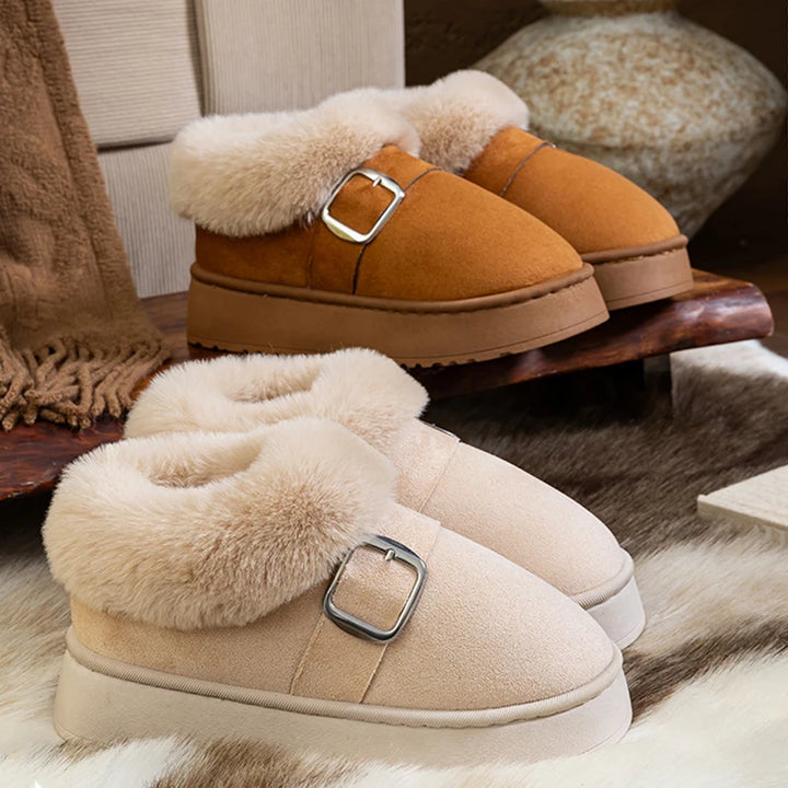 Women's Faux Fur Buckle Ankle Boots – Suvrelle
