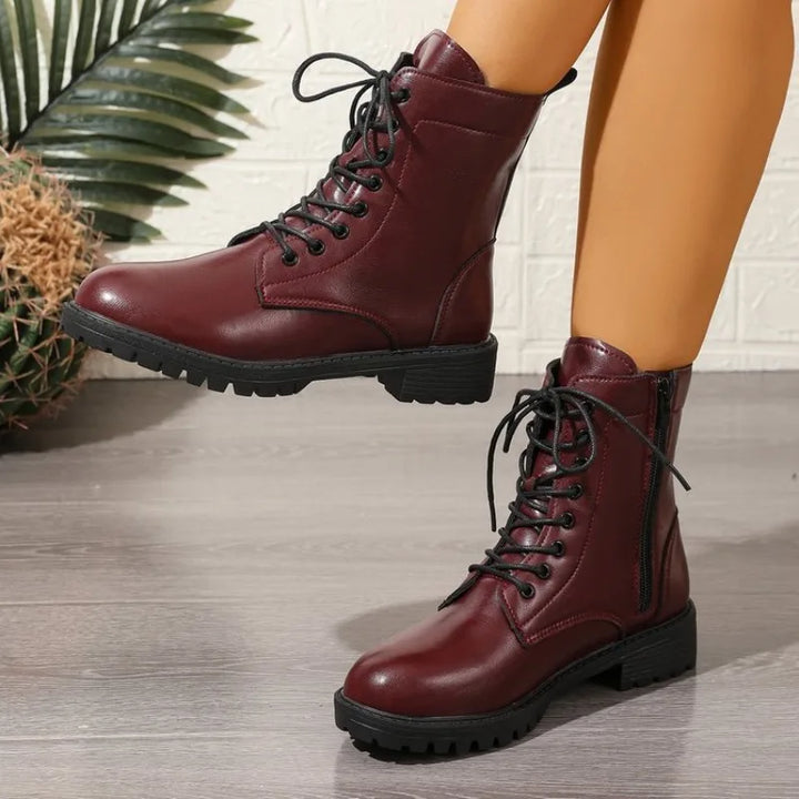 Women's Side-Lace Combat Ankle Boots – Vaurielle