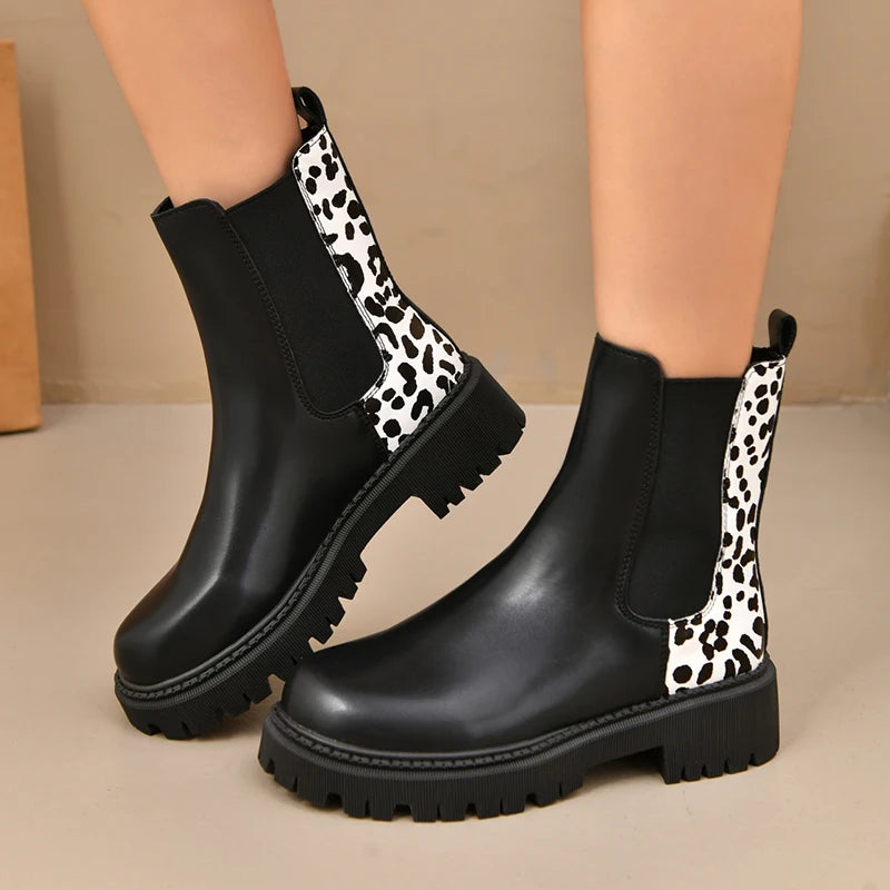 Women's Leopard Print Platform Chelsea Boots – Arabella