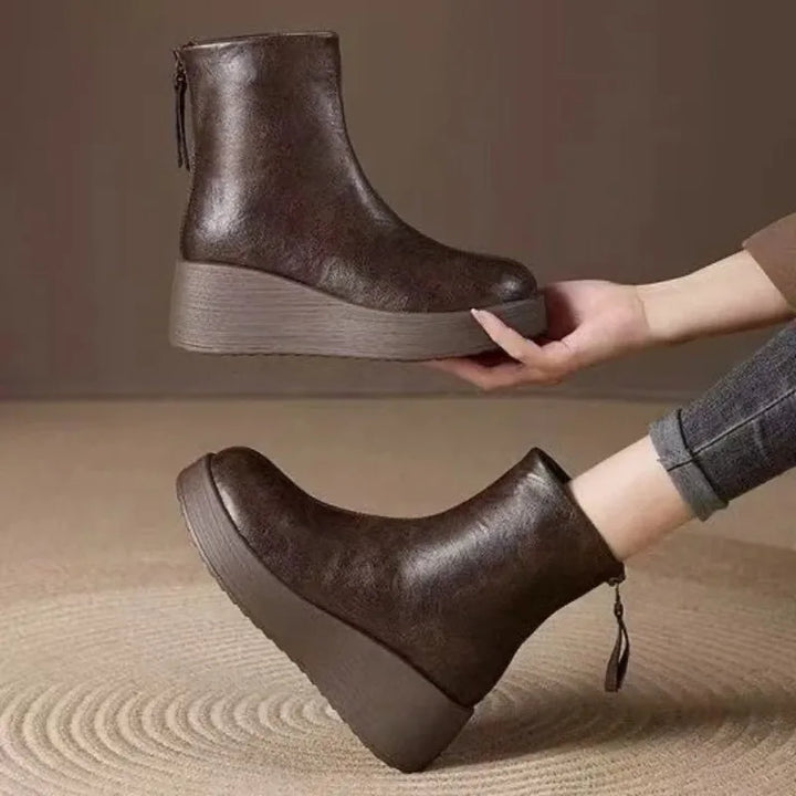 Women's Retro Leather Platform Boots – Emberlane
