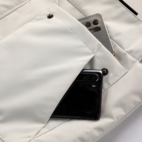 Men's Hooded Outdoor Jacket Carver in White – pocket detail